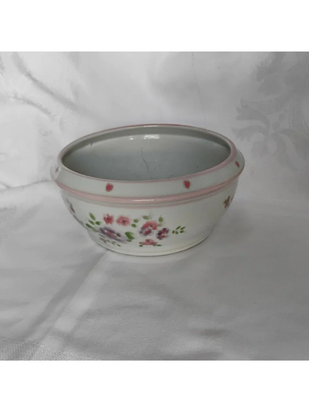 Vintage Hand Painted Ceramic Floral Planter Bowl 8